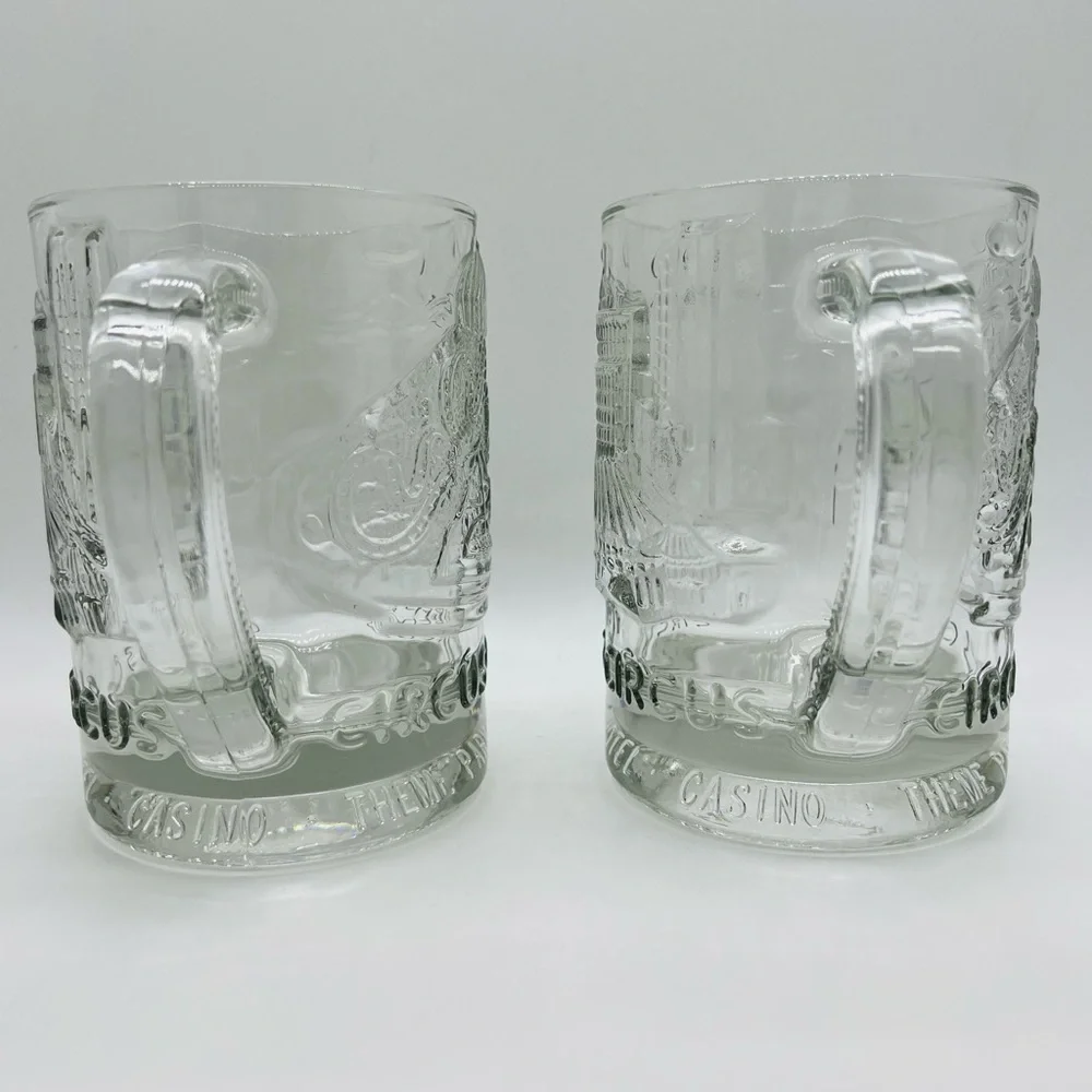 SET OF 2 CIRCUS CIRCUS LAS VEGAS HOTEL CASINO THEME PARK OVERSIZED GLASS MUGS